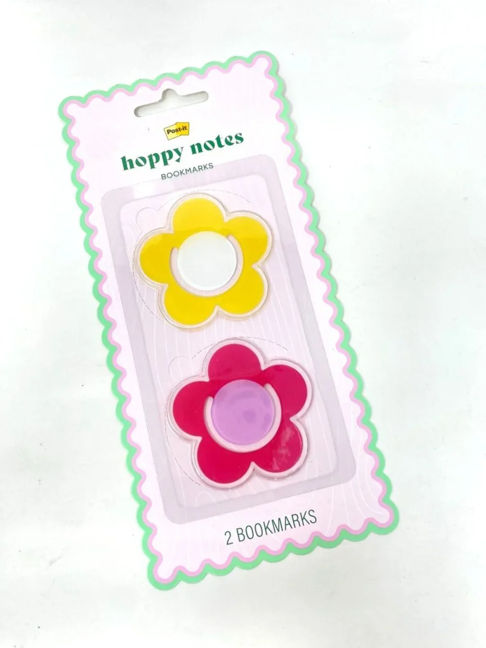 Post-it 2 Pack Hoppy Notes Pink and Yellow Flower Bookmarks Spring Easter